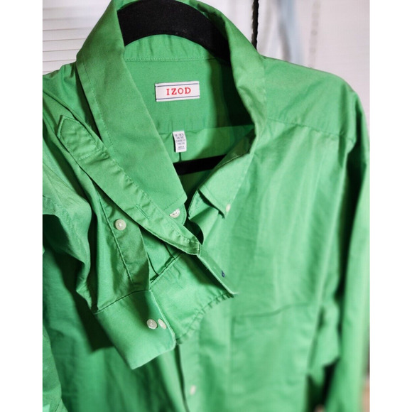 Izod 18-18.5 34/35 $50 Green Classic-Fit Stretch‎ Button Down Shirt - Picture 5 of 9